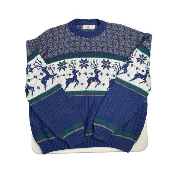 Vintage 90s Ash Creek Reindeer Sweater Acrylic Retro Size XL - Picture 6 of 7
